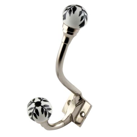 Black Leaf Ceramic Iron Hooks